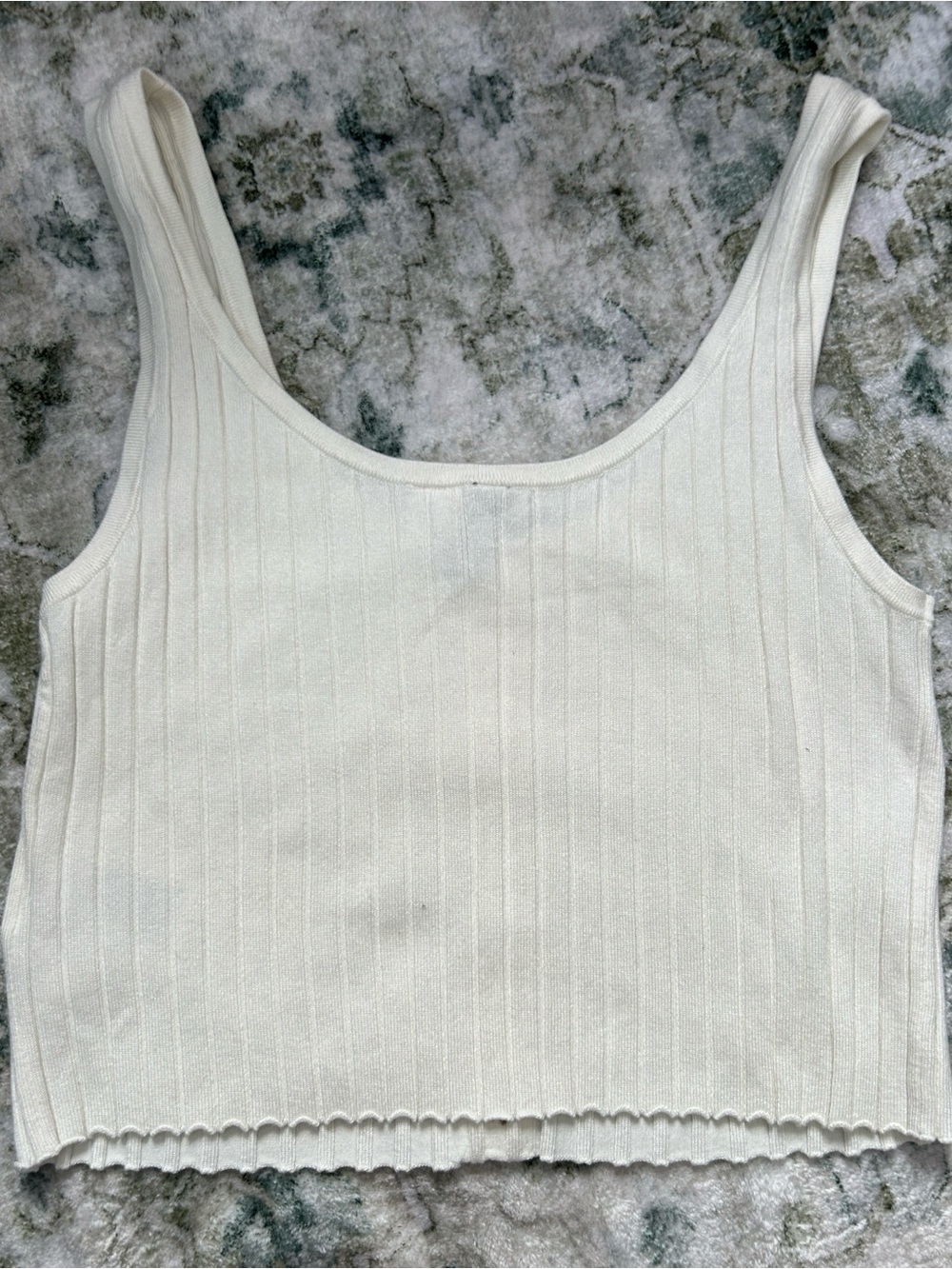 H&M Ribbed Button Front Crop Tank Top | Cream | Size Small - Picture 5 of 6